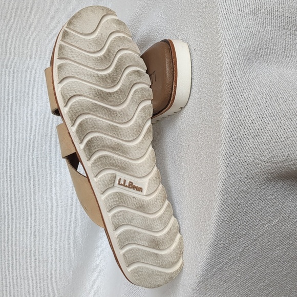 LL Bean Women's Lakewashed slides Newbuck Tan Leather Size 6 EUC - Picture 4 of 8